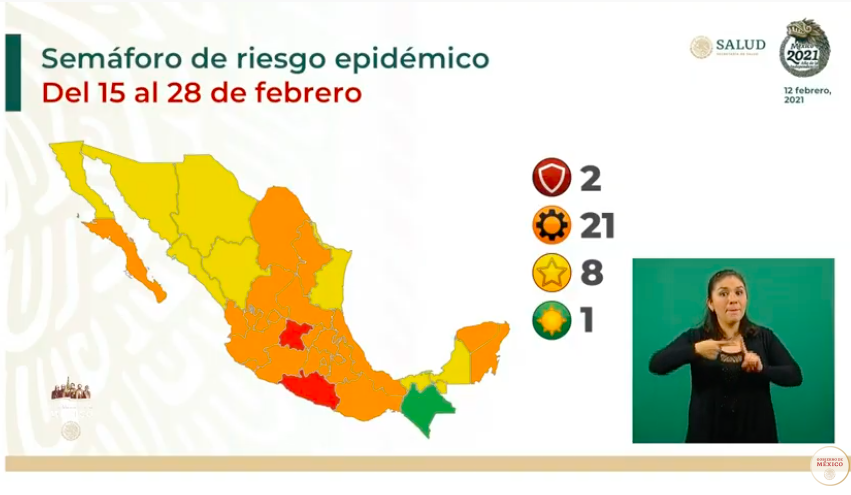 Semáforo: 11 estados dejan el rojo y Chiapas pasa al verde