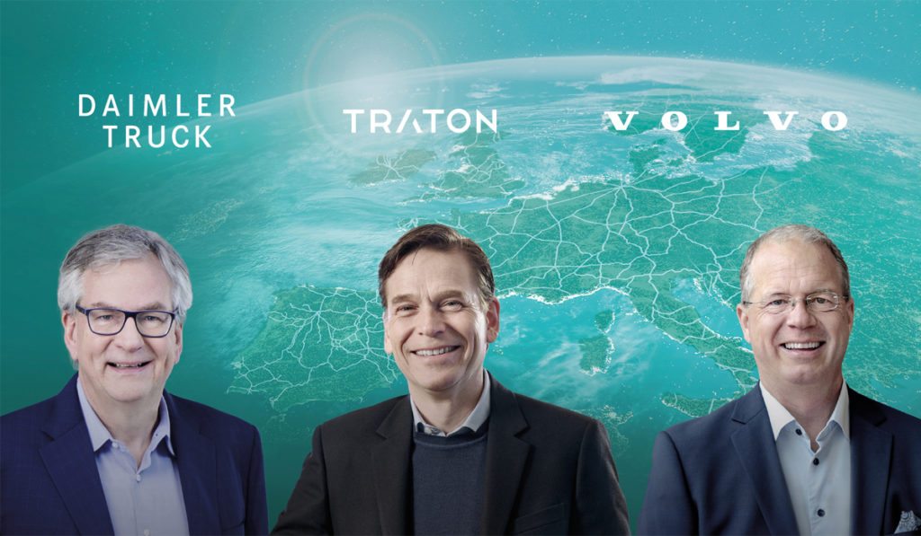 Volvo, Daimler Truck y TRATON firman alianza para carga de baterías eléctricas en Europa